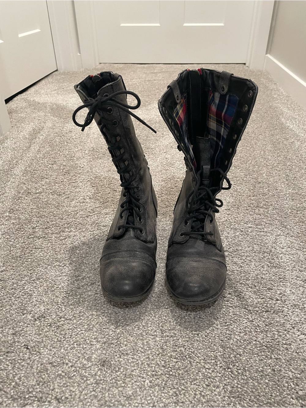 Women’s Black Lace-Up Combat Boots